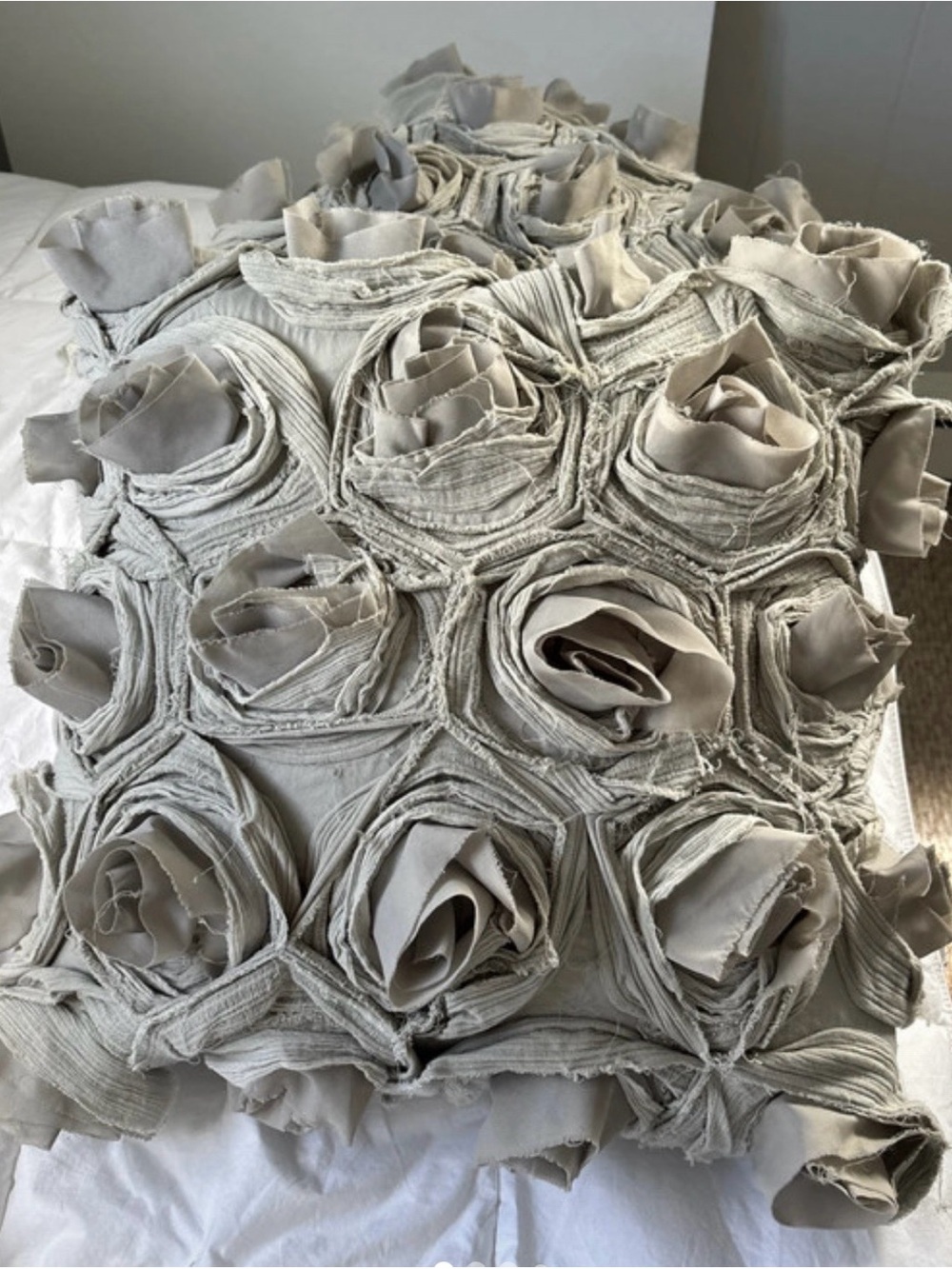 West Elm Linen Rosette Pillows in Gray